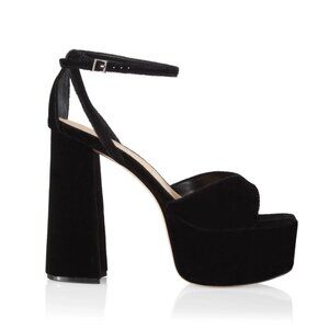 Schutz Aryia Velvet Platform Heel Sandals 7.5 Black